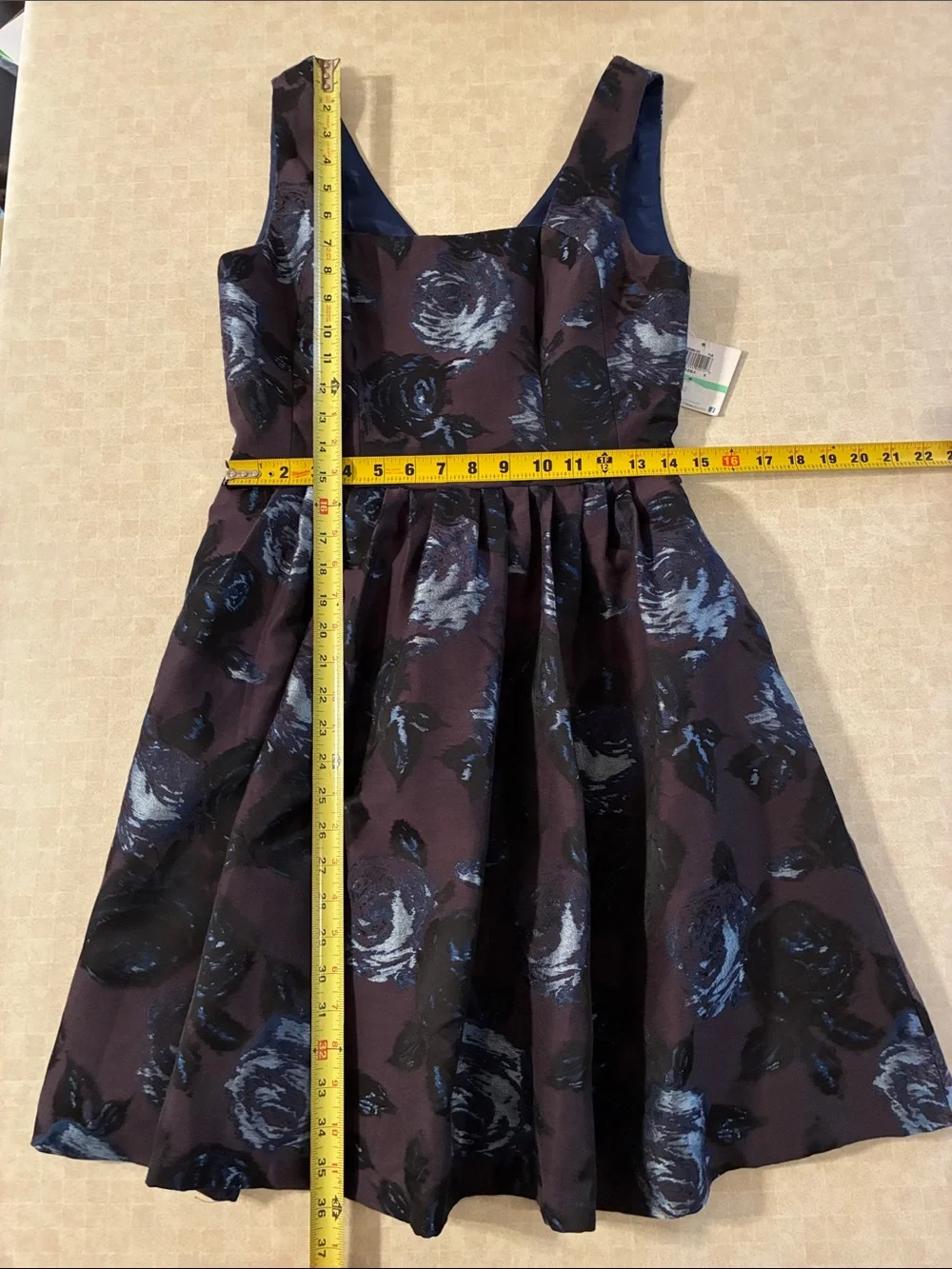 Muse Floral Jacquard Charcoal Grey/Blue/Black Dress - Picture 8 of 14